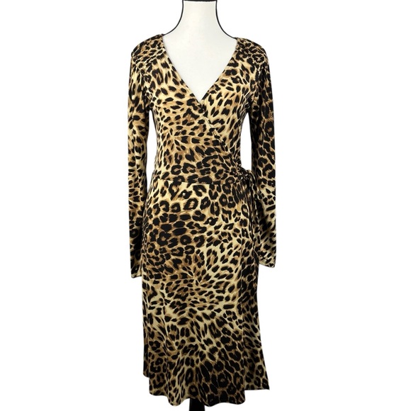 Laundry by Design | Leopard Print Long Sleeve Wrap Dress | 4 - Picture 1 of 8